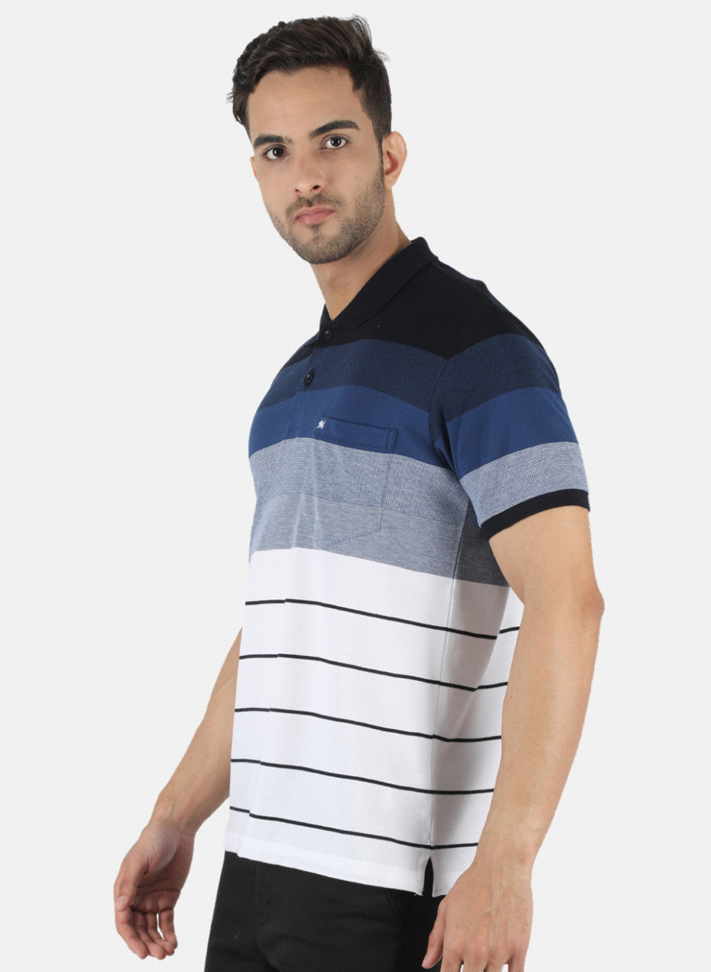 Men NAvy Blue Stripe T-Shirt