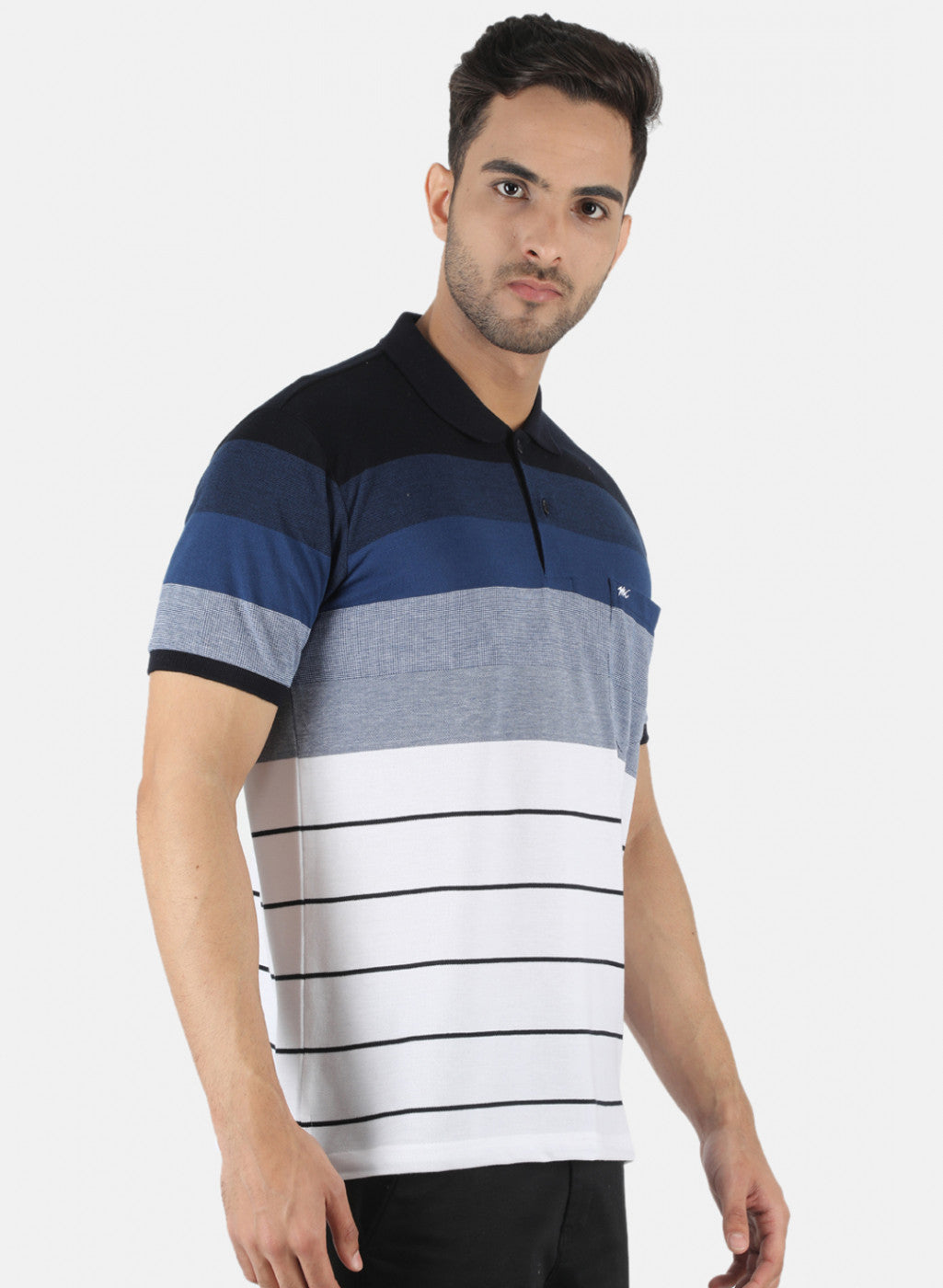 Men NAvy Blue Stripe T-Shirt