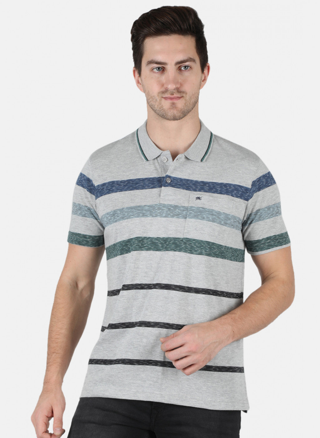 Men Grey Stripe T-Shirt