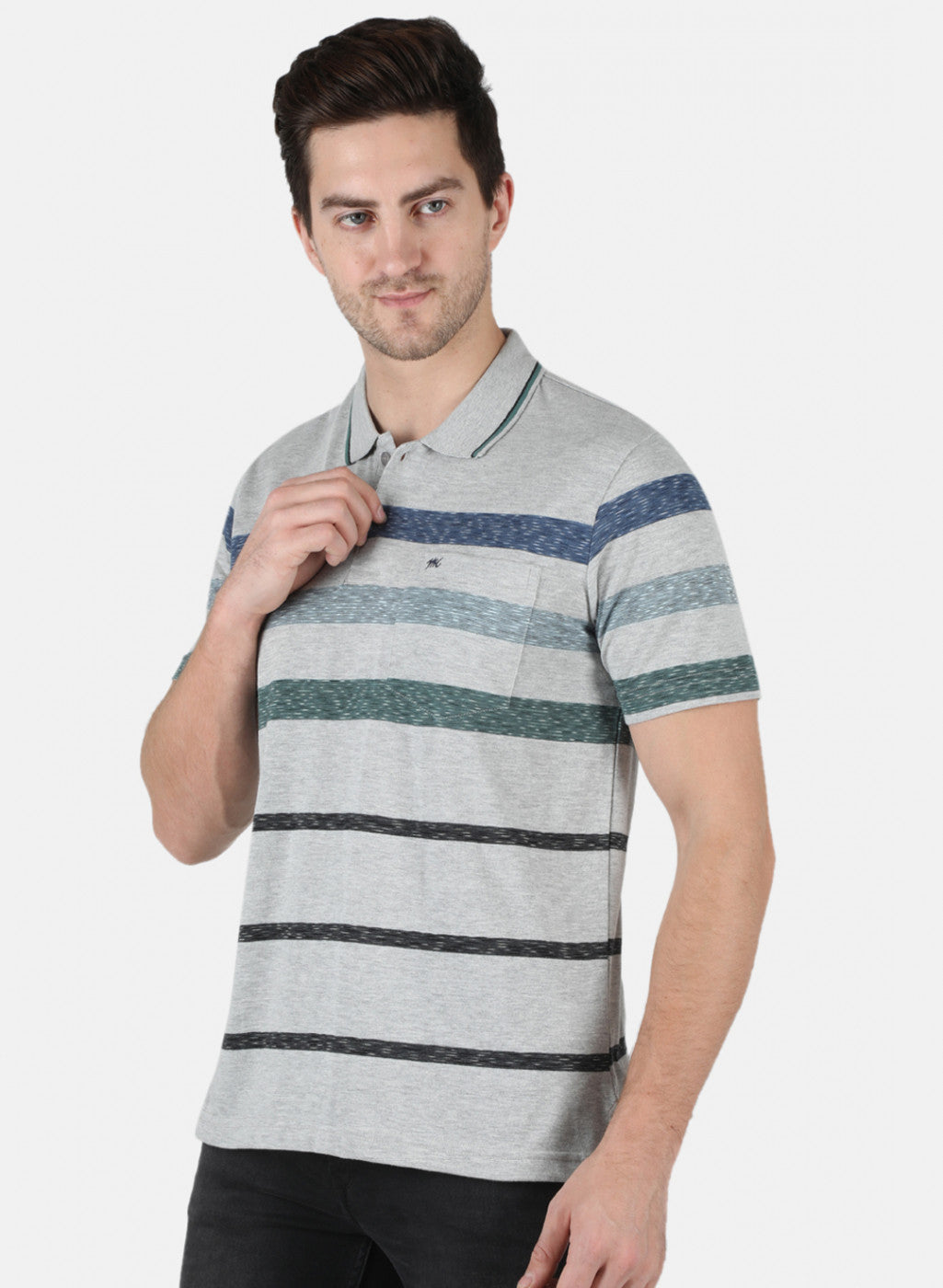 Men Grey Stripe T-Shirt