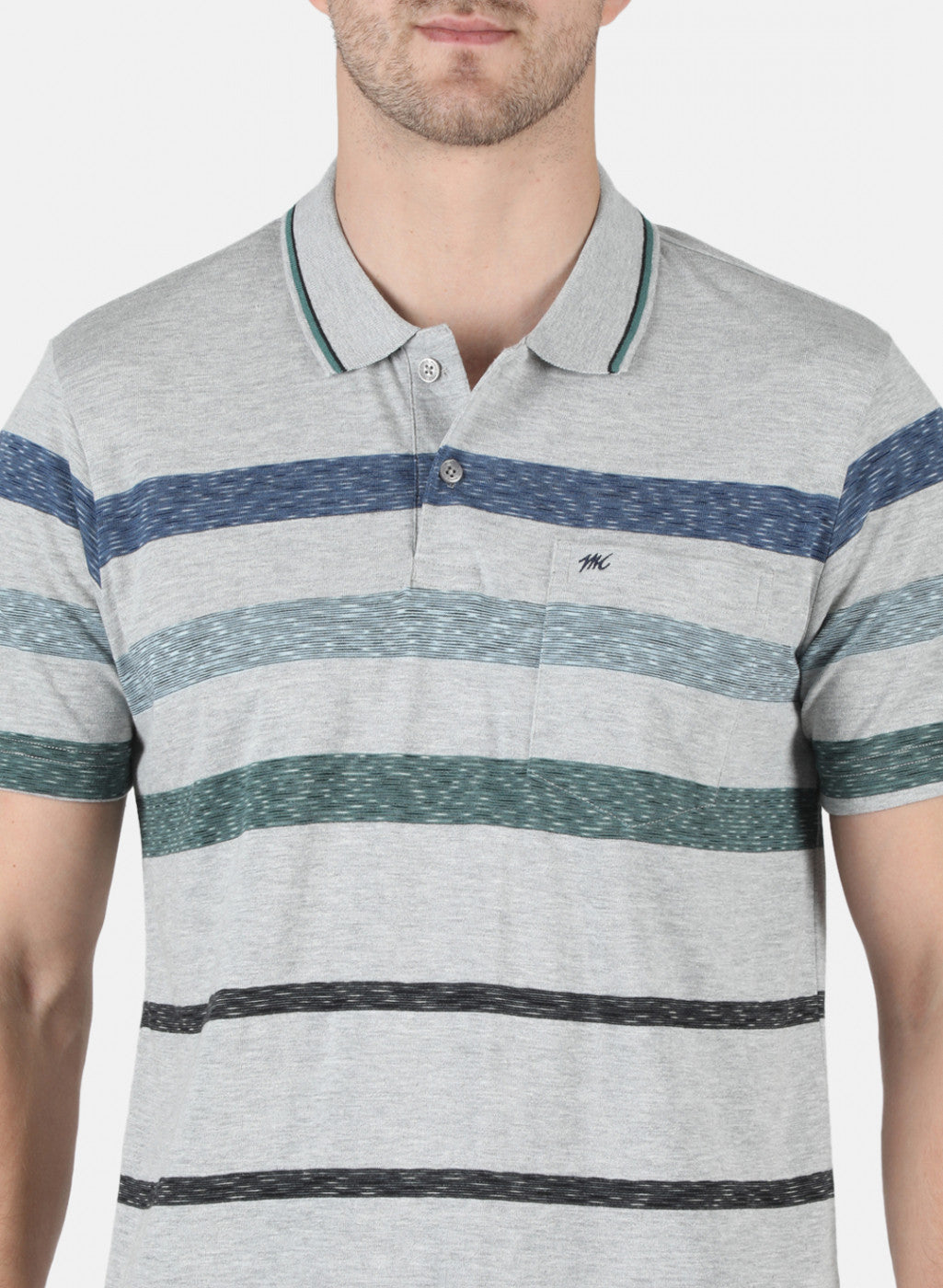 Men Grey Stripe T-Shirt