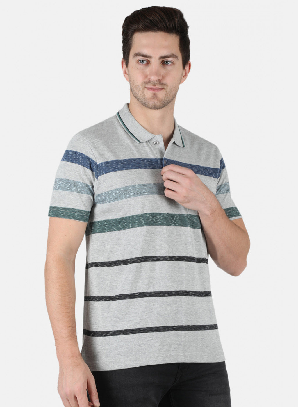 Men Grey Stripe T-Shirt