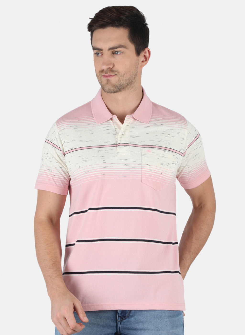 Men Pink Stripe T-Shirt