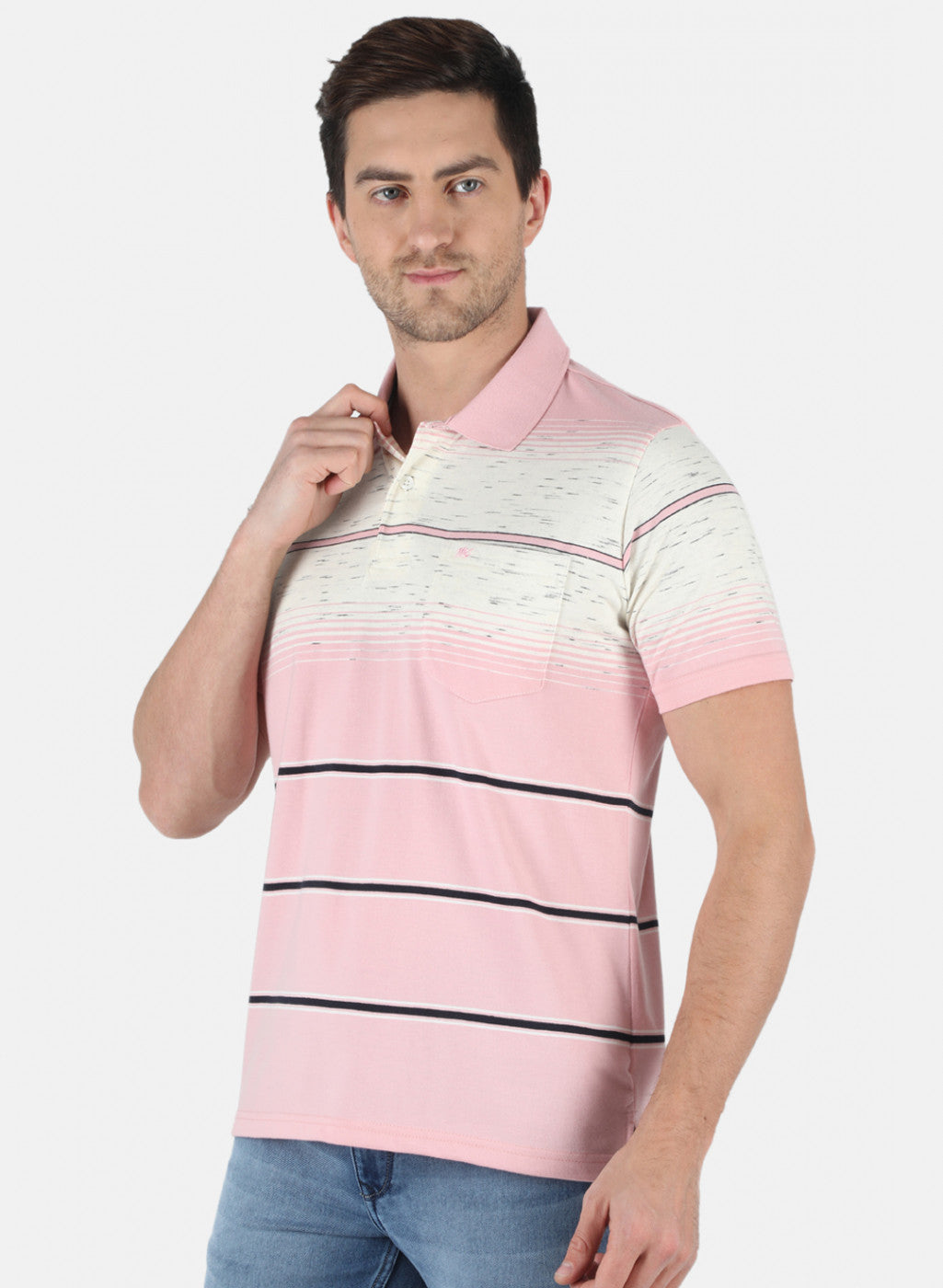 Men Pink Stripe T-Shirt