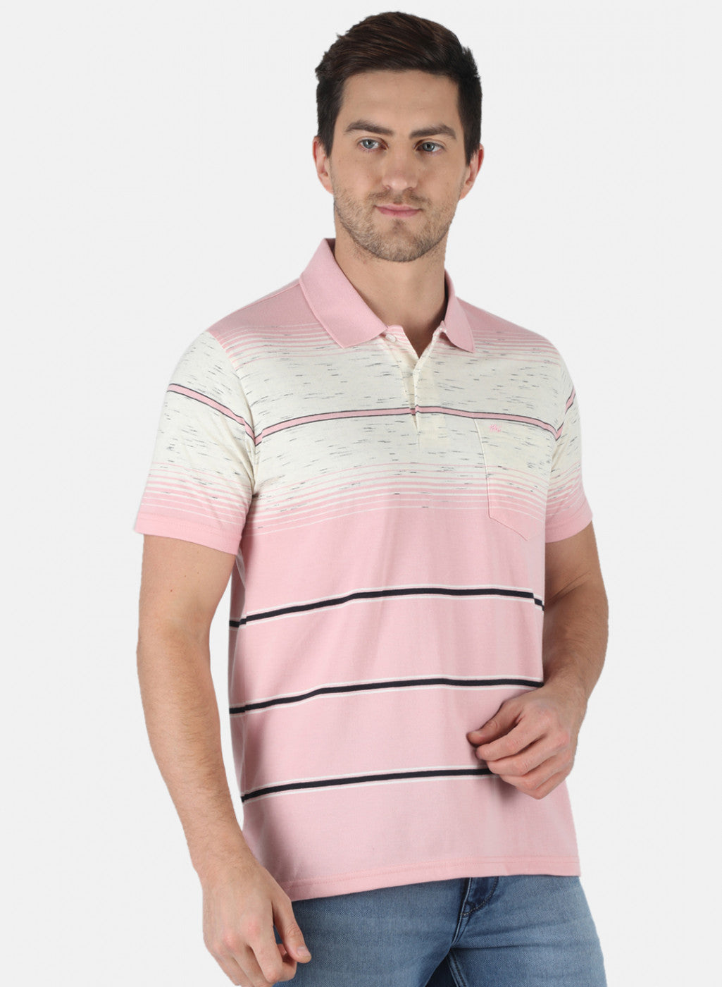 Men Pink Stripe T-Shirt