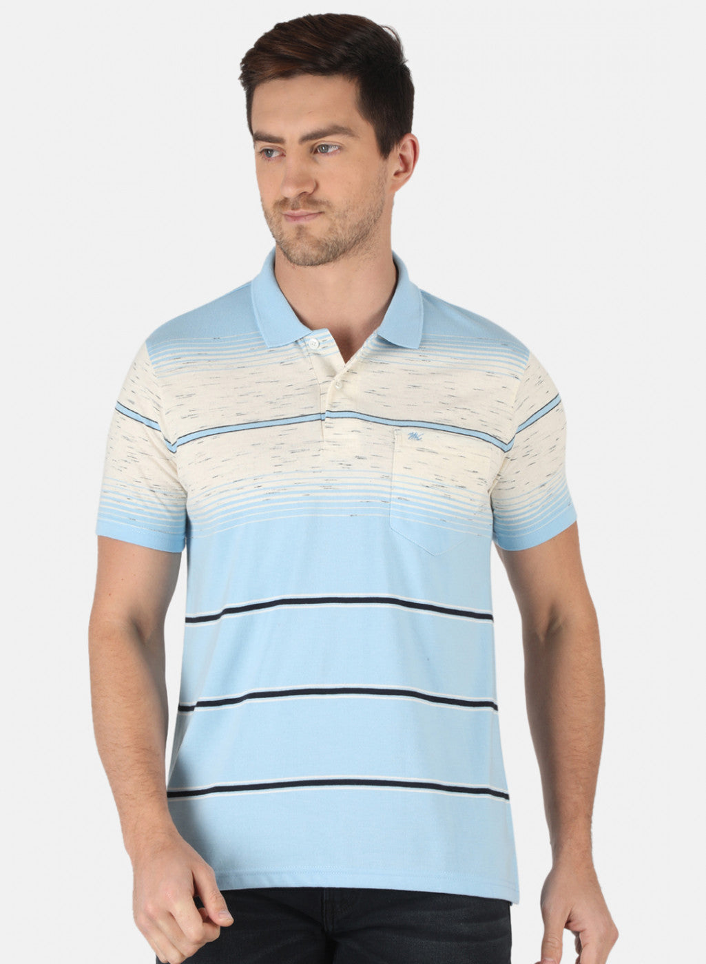 Men Sky Blue Stripe T-Shirt