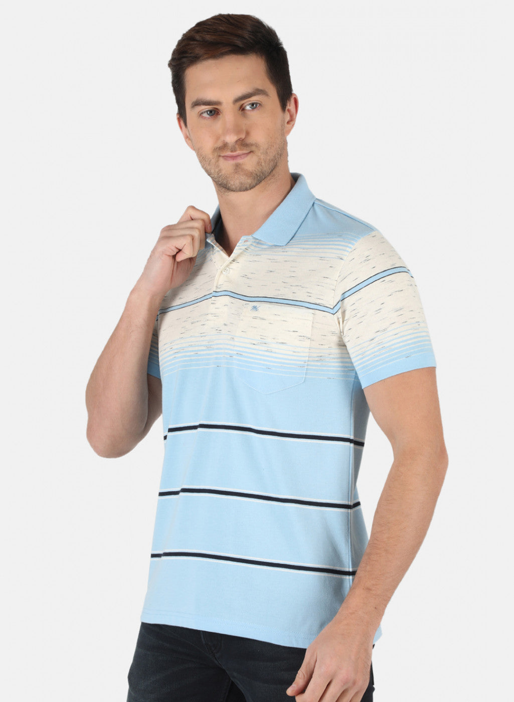 Men Sky Blue Stripe T-Shirt