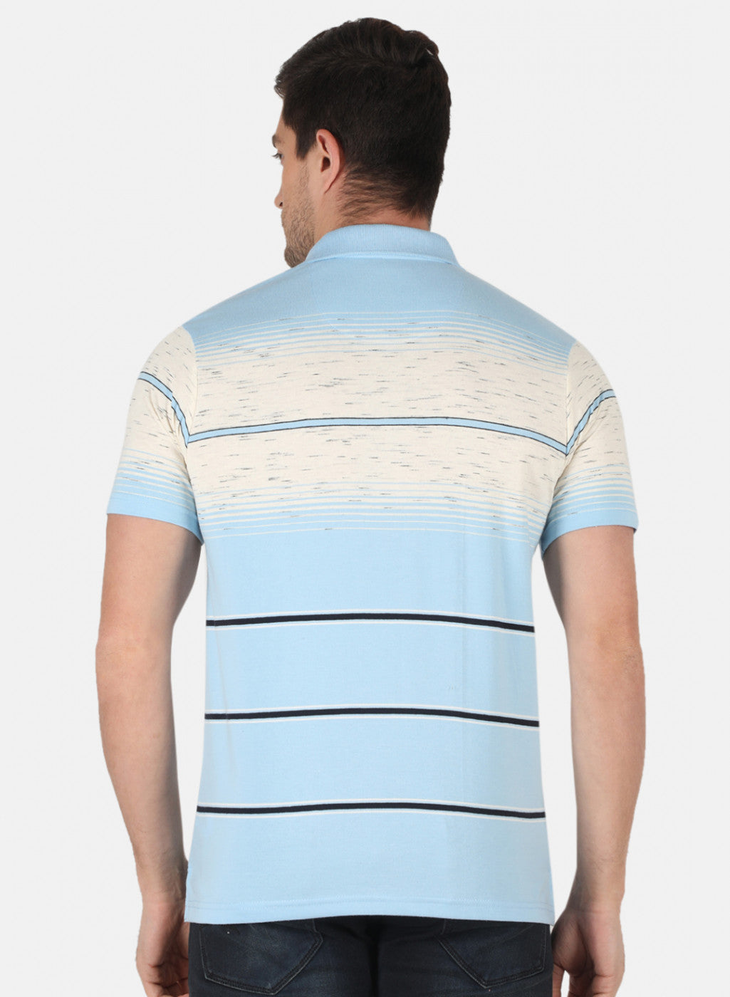 Men Sky Blue Stripe T-Shirt