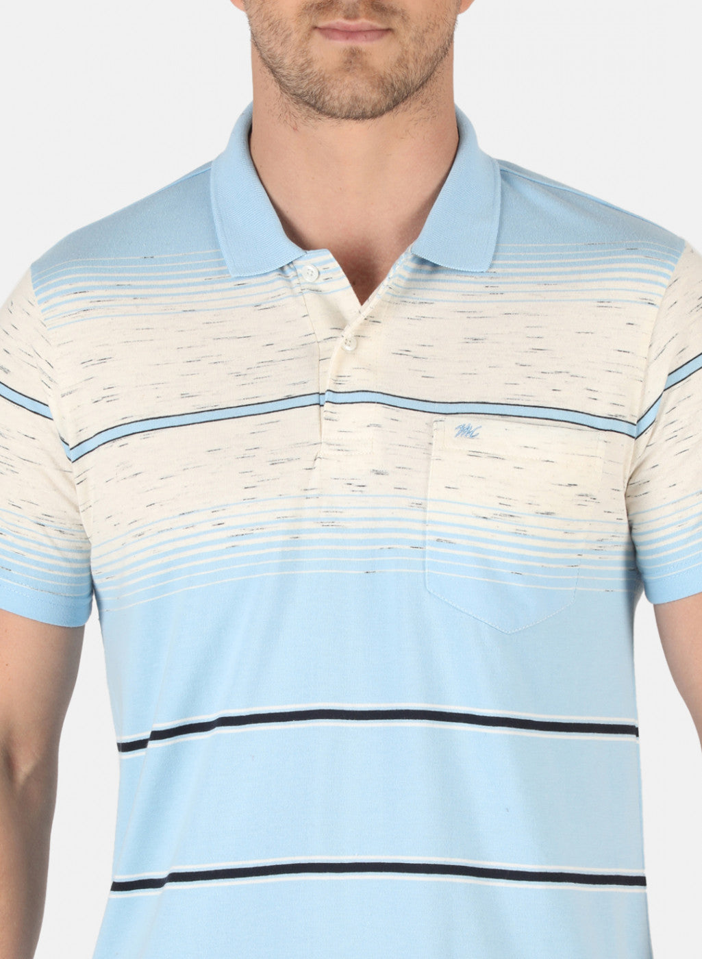 Men Sky Blue Stripe T-Shirt