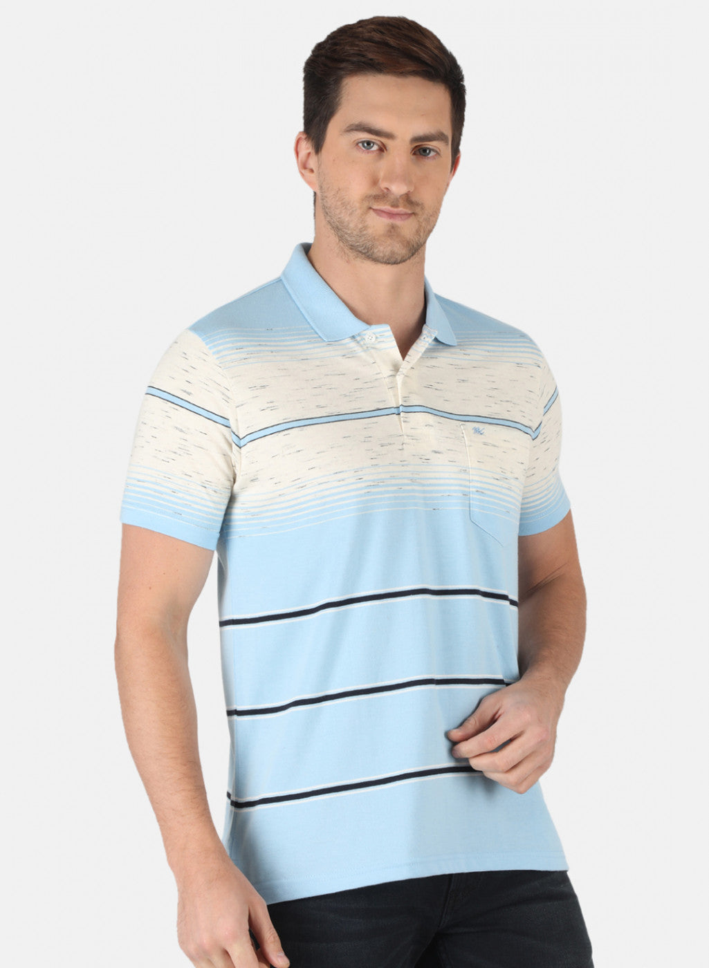 Men Sky Blue Stripe T-Shirt