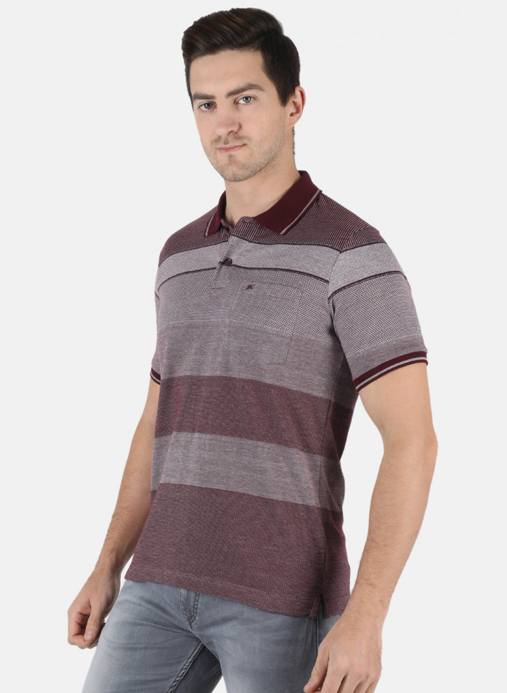 Men Maroon Stripe T-Shirt