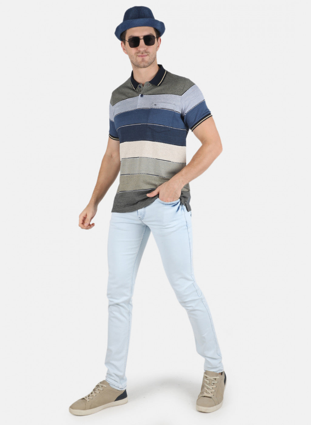 Men Multicolor Stripe T-Shirt