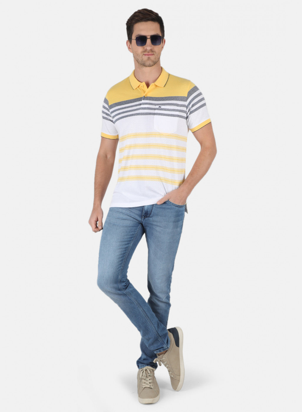 Men Yellow Stripe T-Shirt