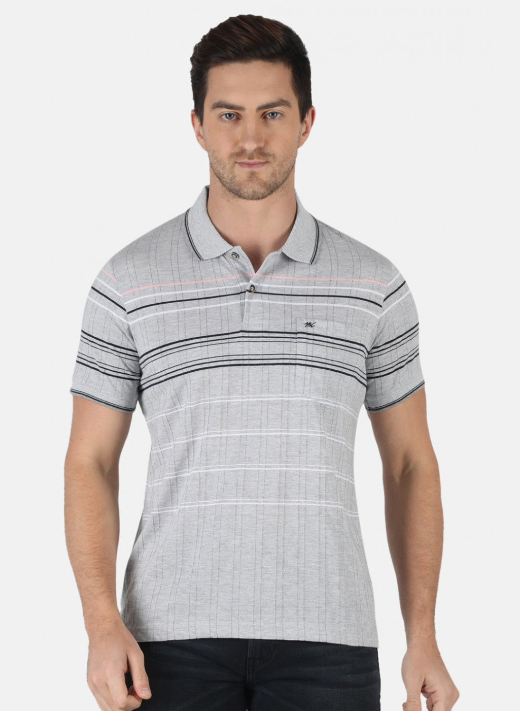 Men Grey Stripe T-Shirt