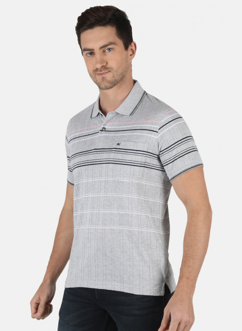 Men Grey Stripe T-Shirt