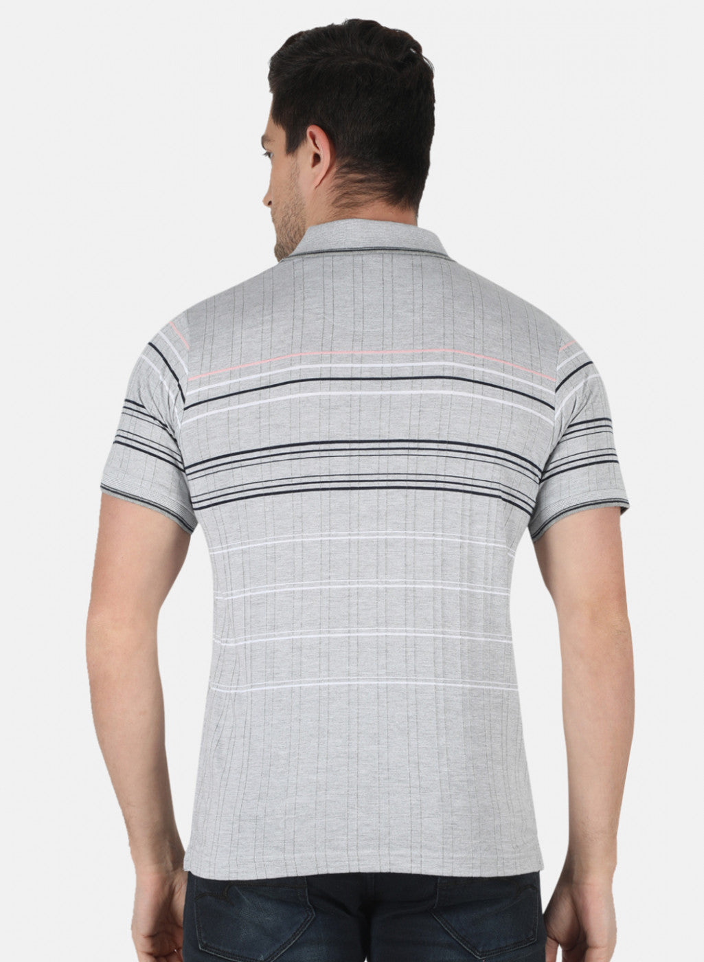 Men Grey Stripe T-Shirt