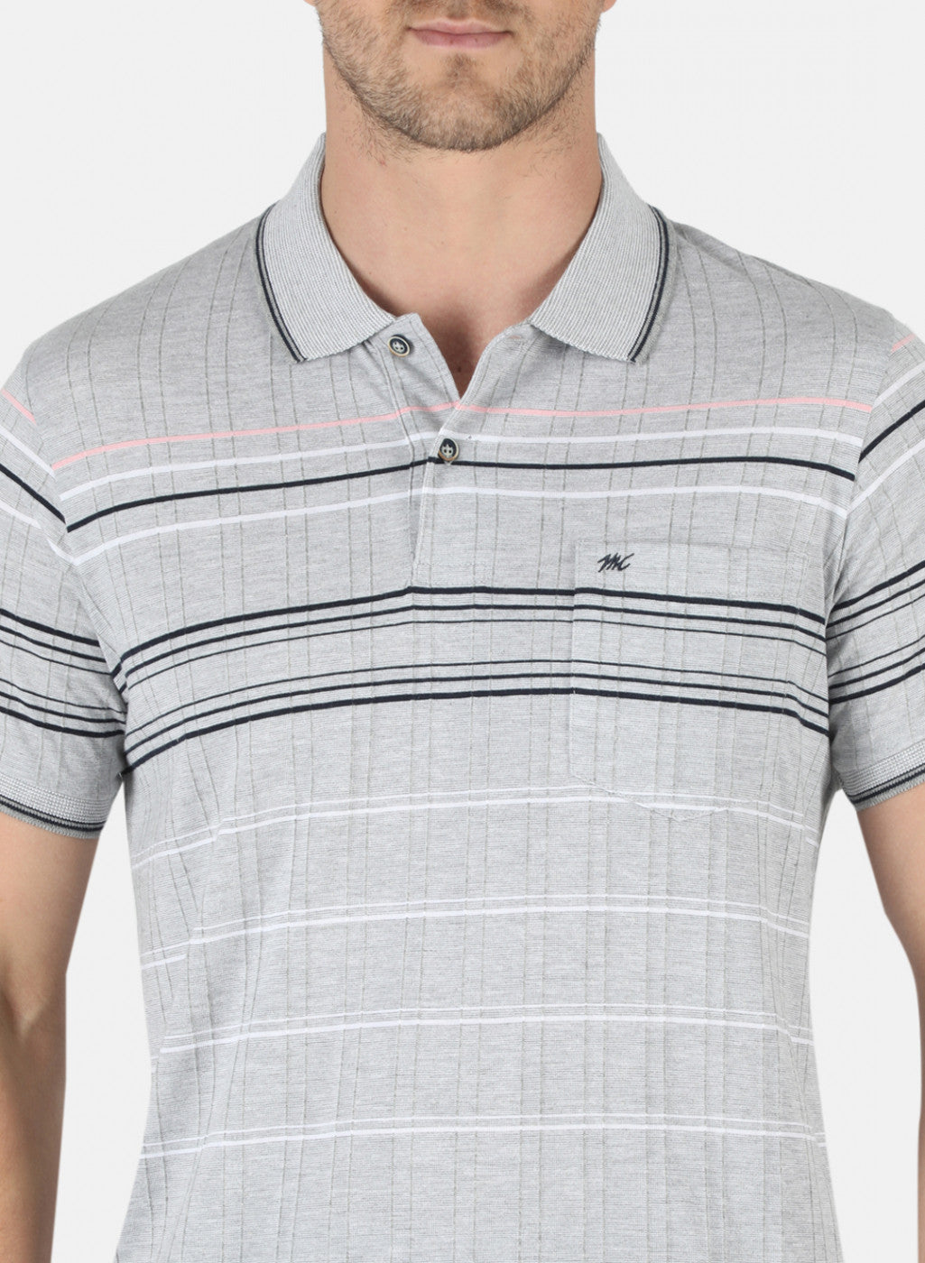 Men Grey Stripe T-Shirt