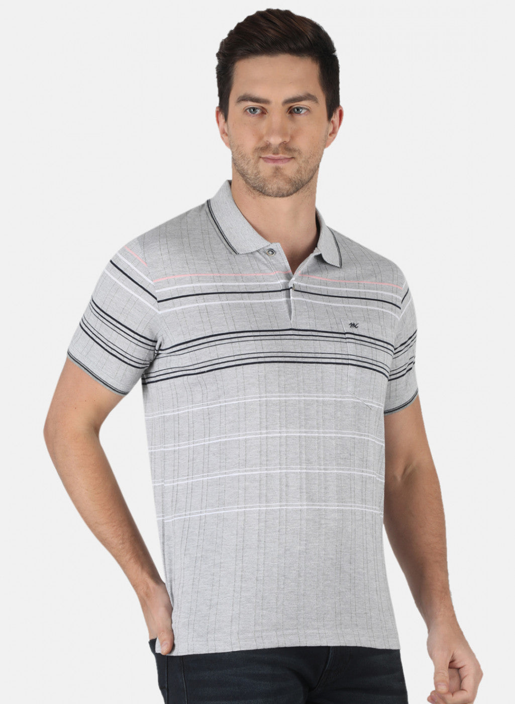 Men Grey Stripe T-Shirt