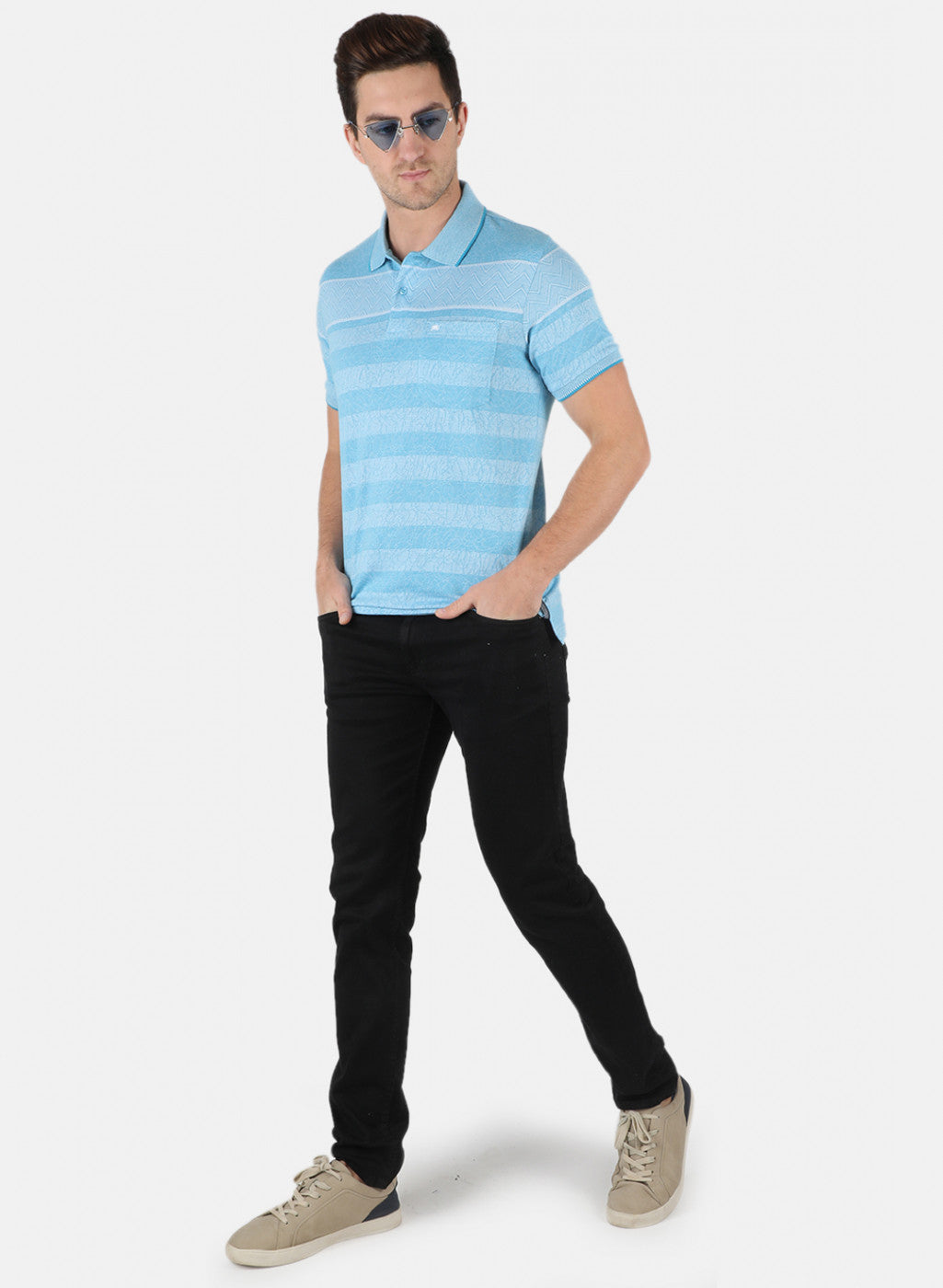 Men Blue Stripe T-Shirt