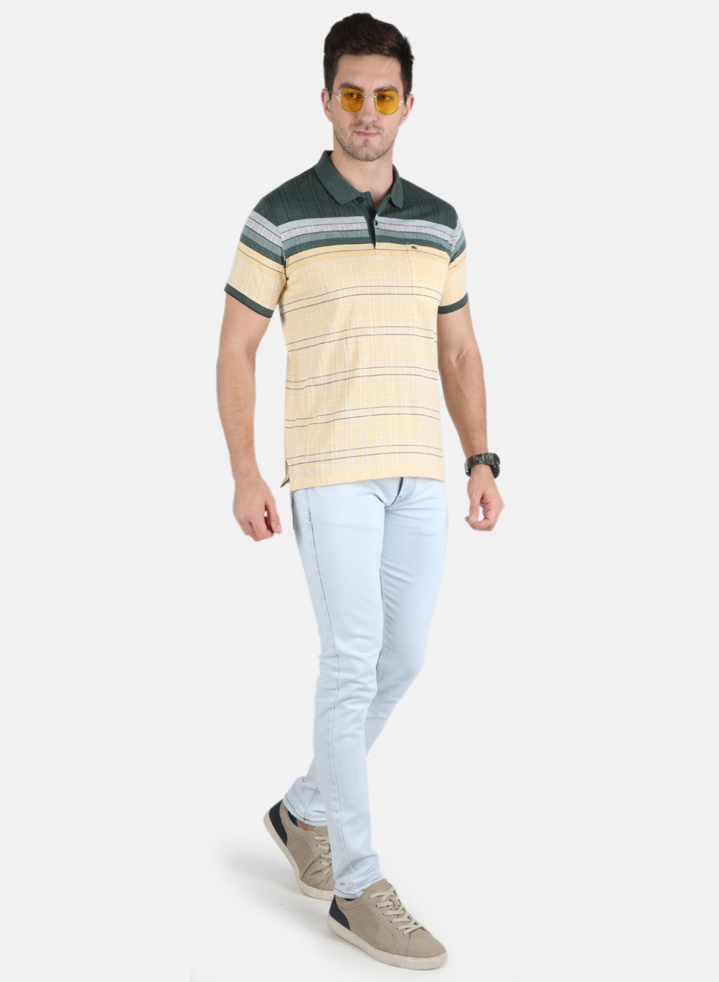 Men Yellow Stripe T-Shirt