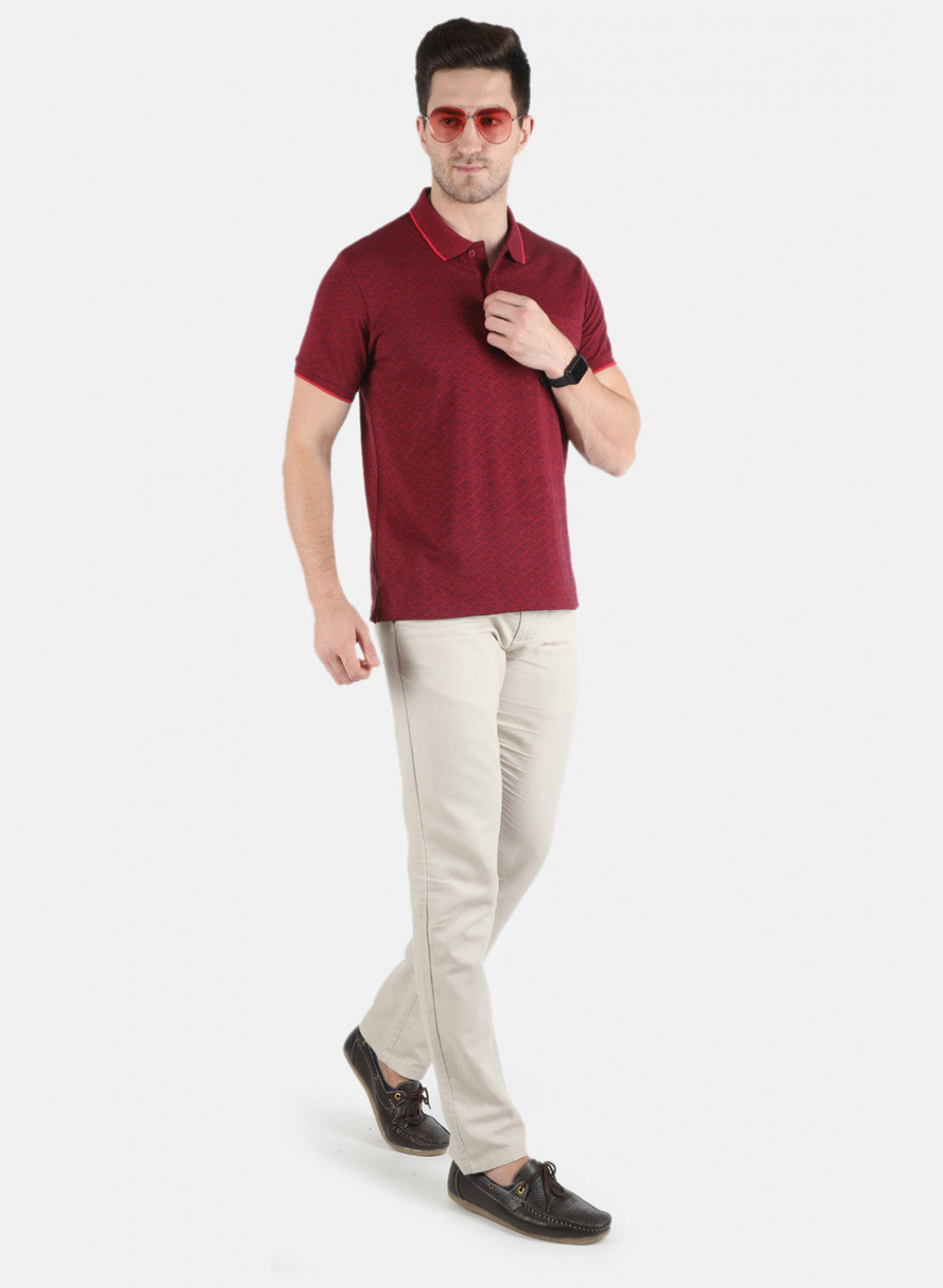 Men Maroon Stripe T-Shirt