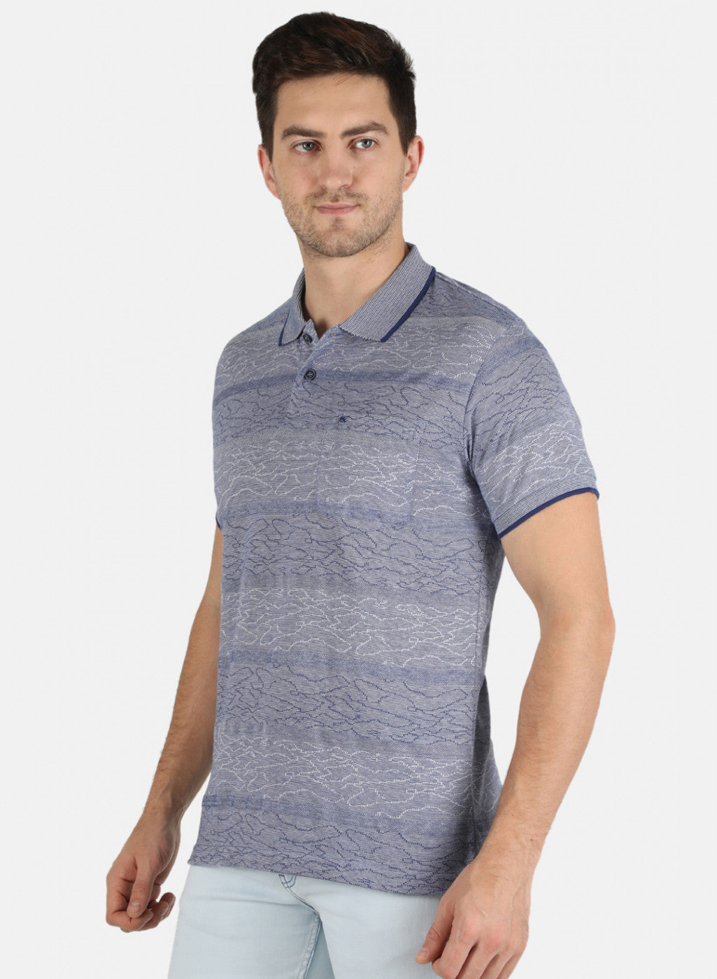 Men Blue Stripe T-Shirt