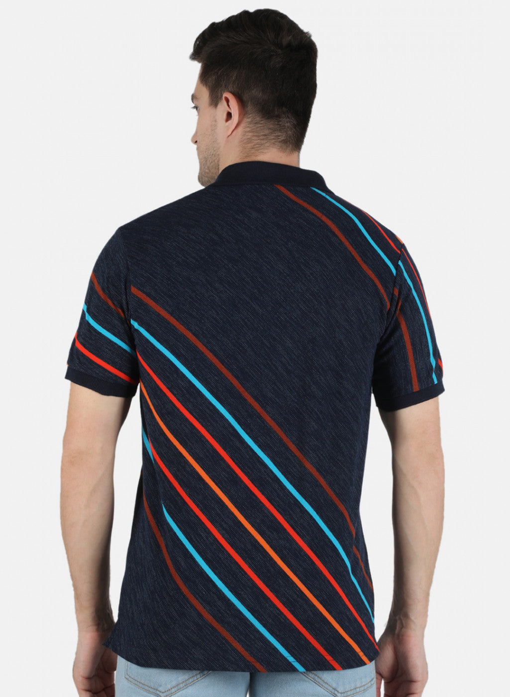 Men NAvy Blue Stripe T-Shirt