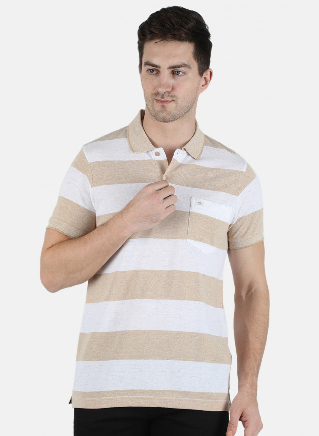 Men Khaki Stripe T-Shirt