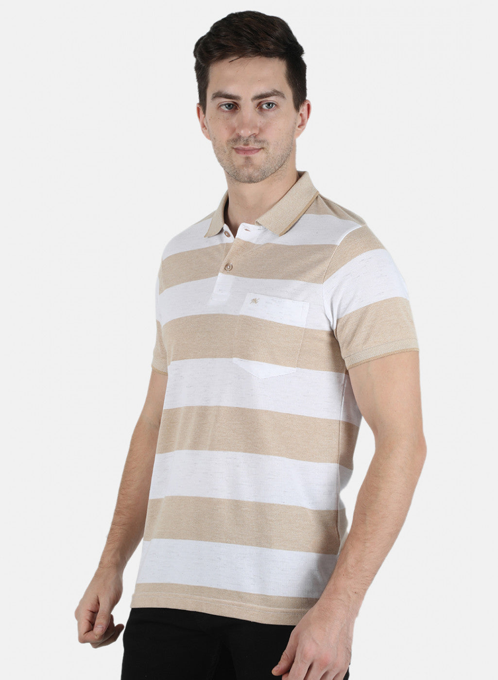 Men Khaki Stripe T-Shirt