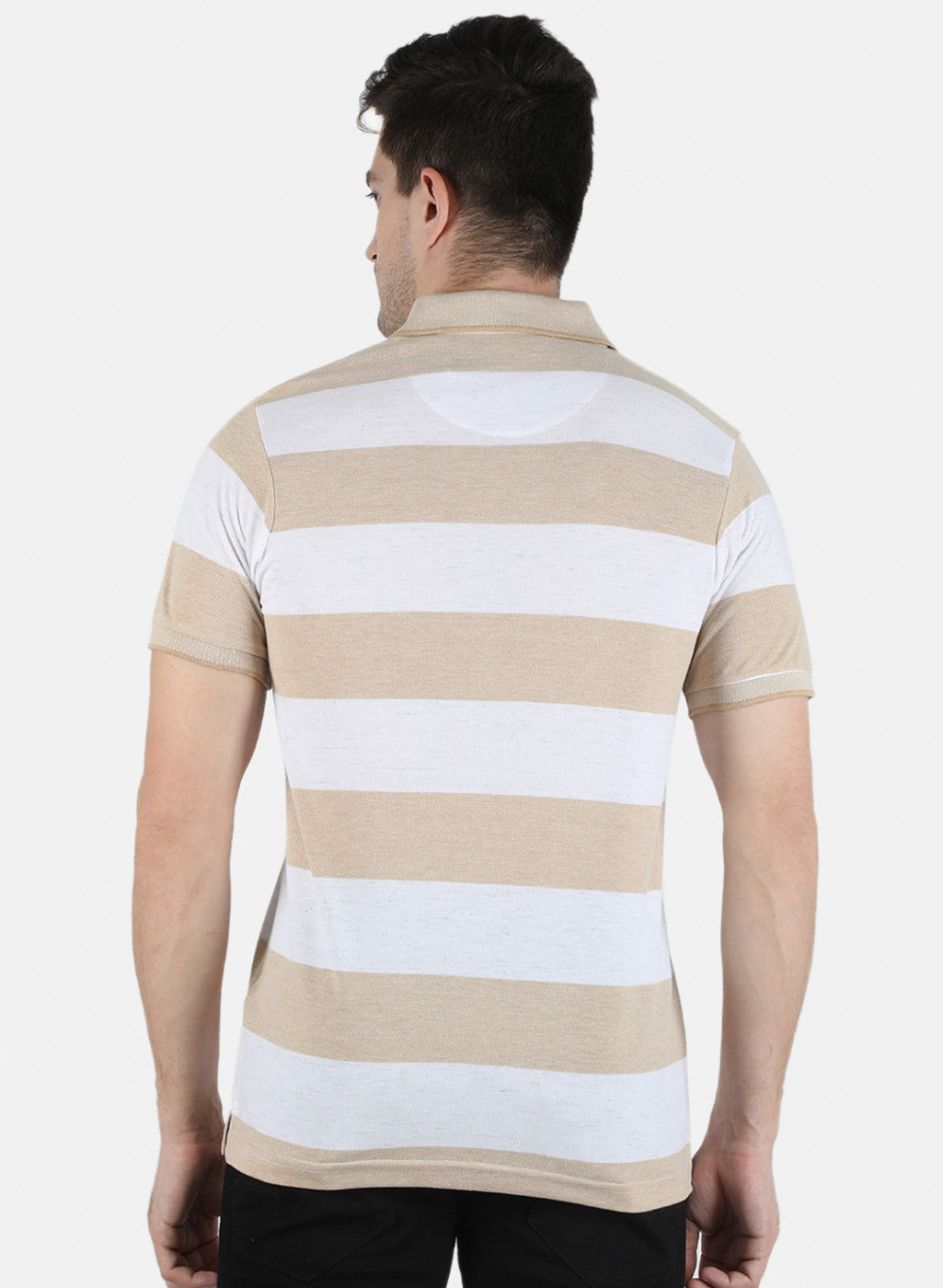 Men Khaki Stripe T-Shirt