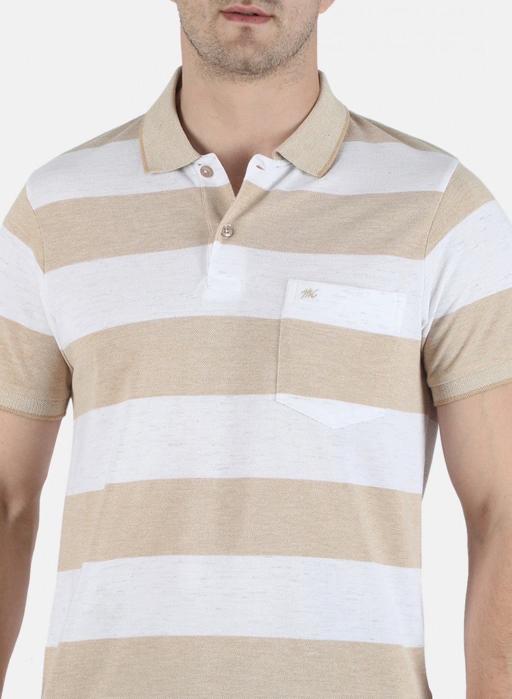 Men Khaki Stripe T-Shirt