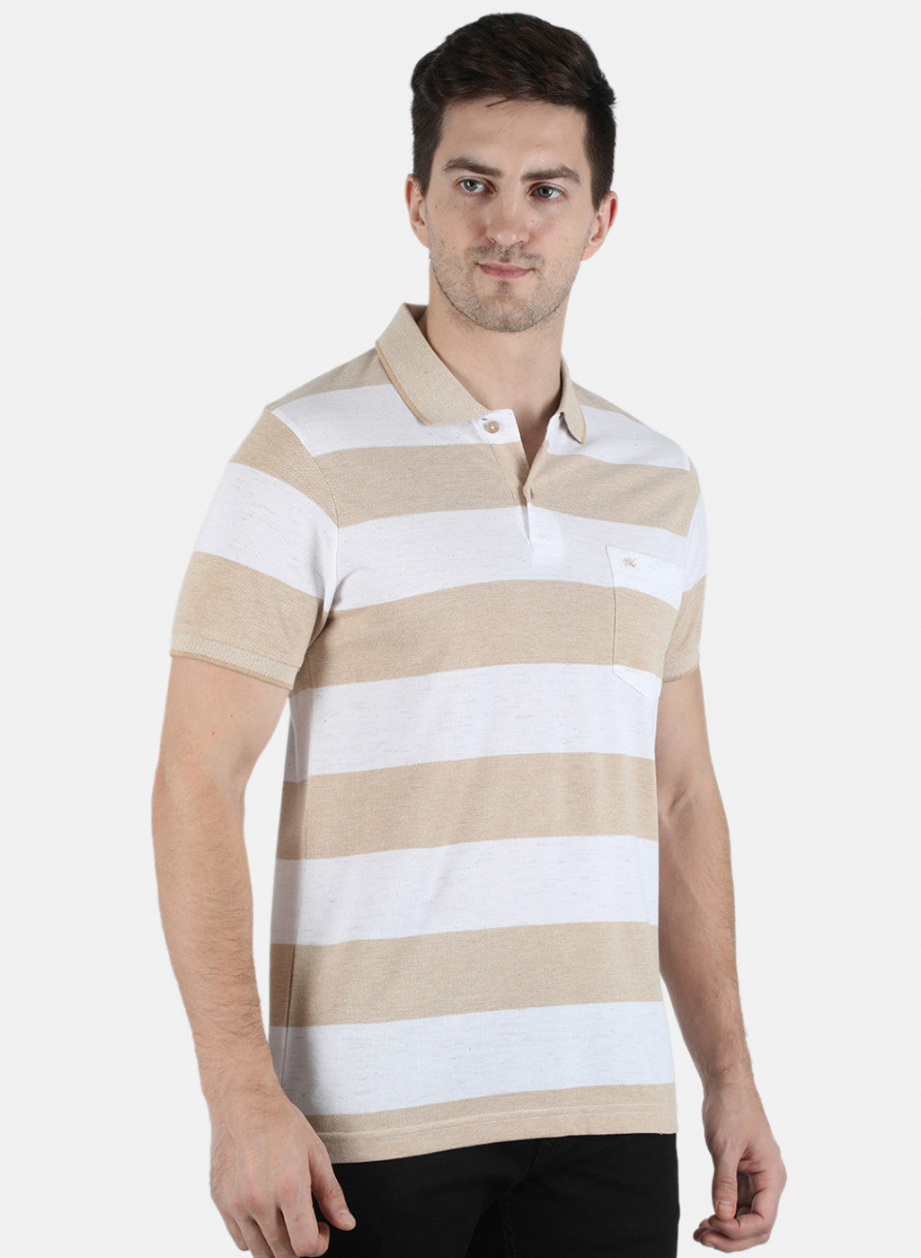 Men Khaki Stripe T-Shirt