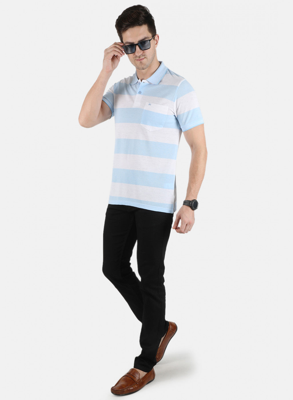 Men Blue Stripe T-Shirt