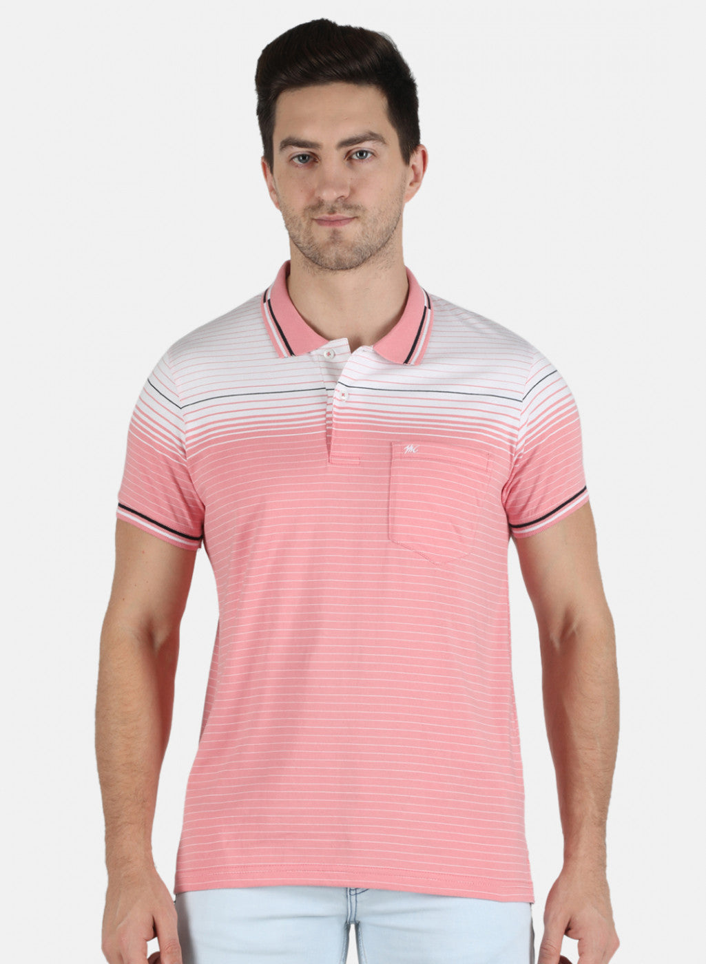 Men Pink Stripe T-Shirt