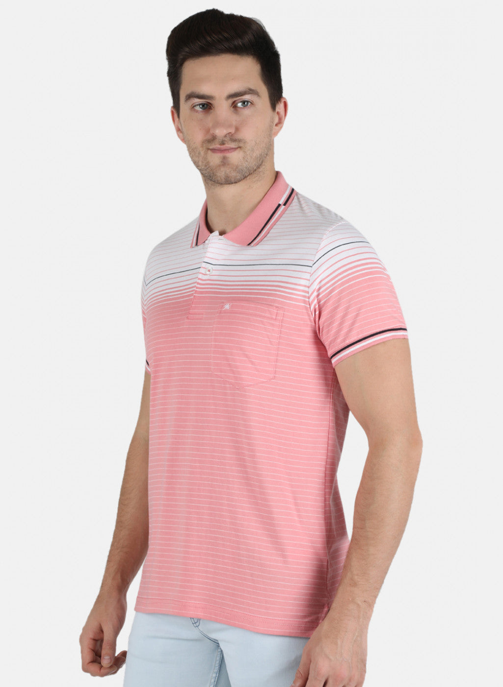 Men Pink Stripe T-Shirt