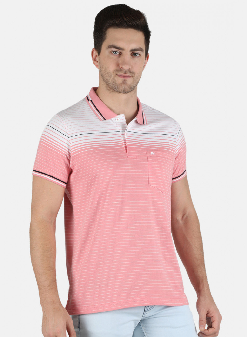 Men Pink Stripe T-Shirt