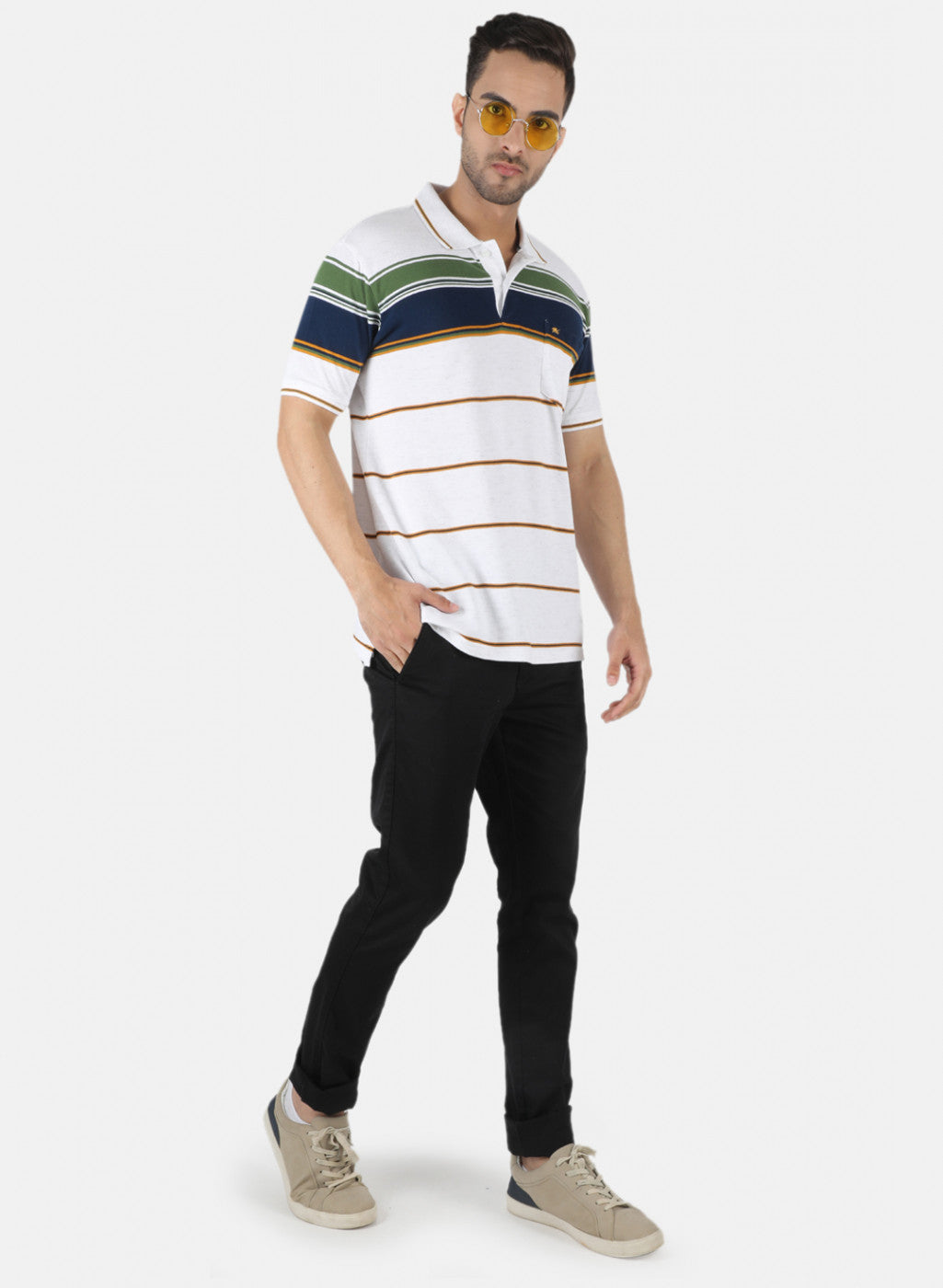 Men Grey Stripe T-Shirt