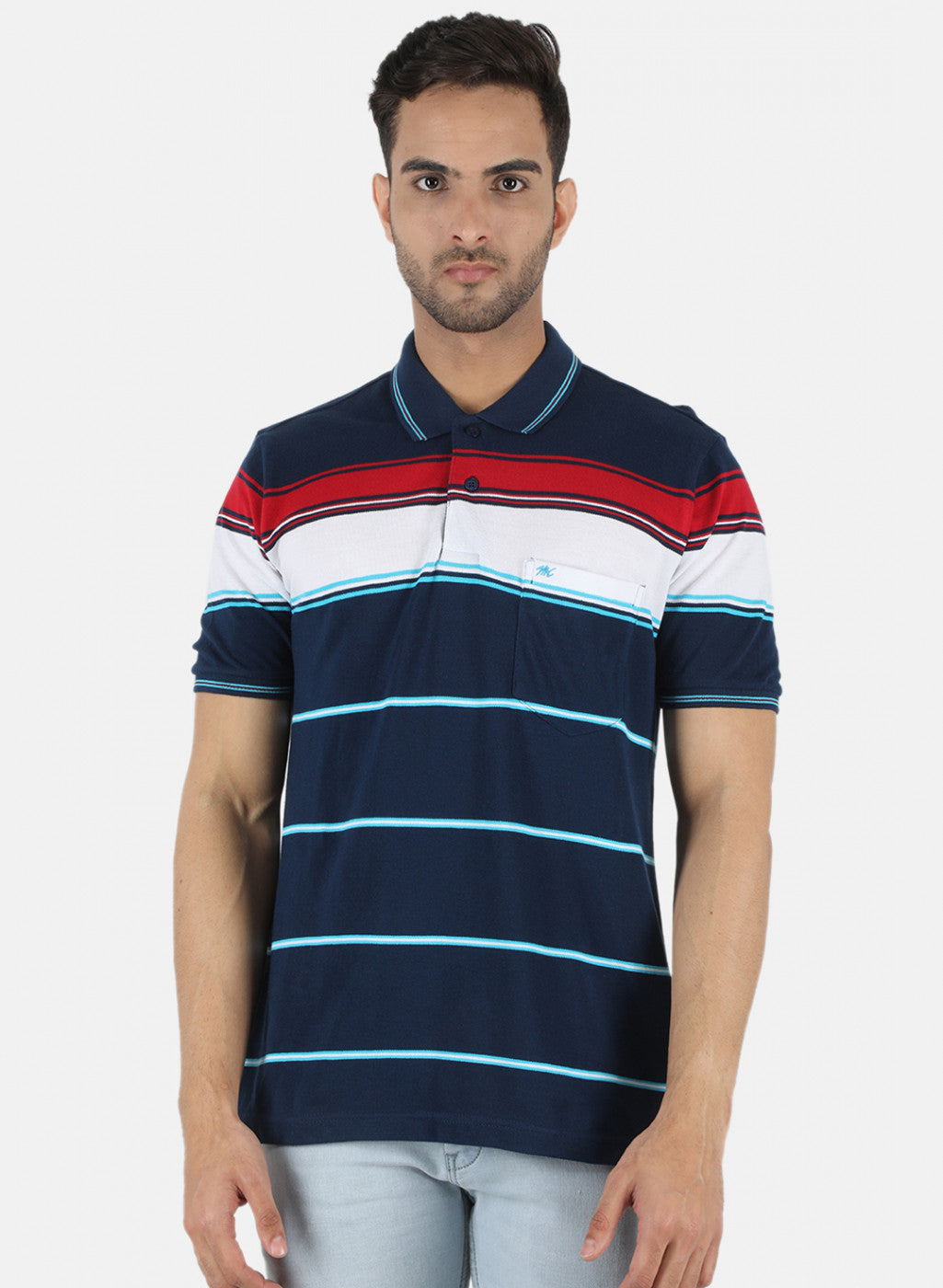 Men NAvy Blue Stripe T-Shirt