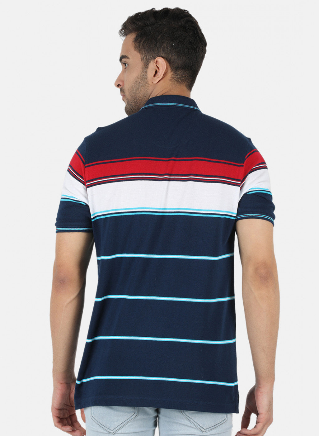 Men NAvy Blue Stripe T-Shirt