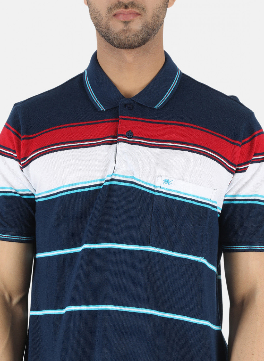 Men NAvy Blue Stripe T-Shirt