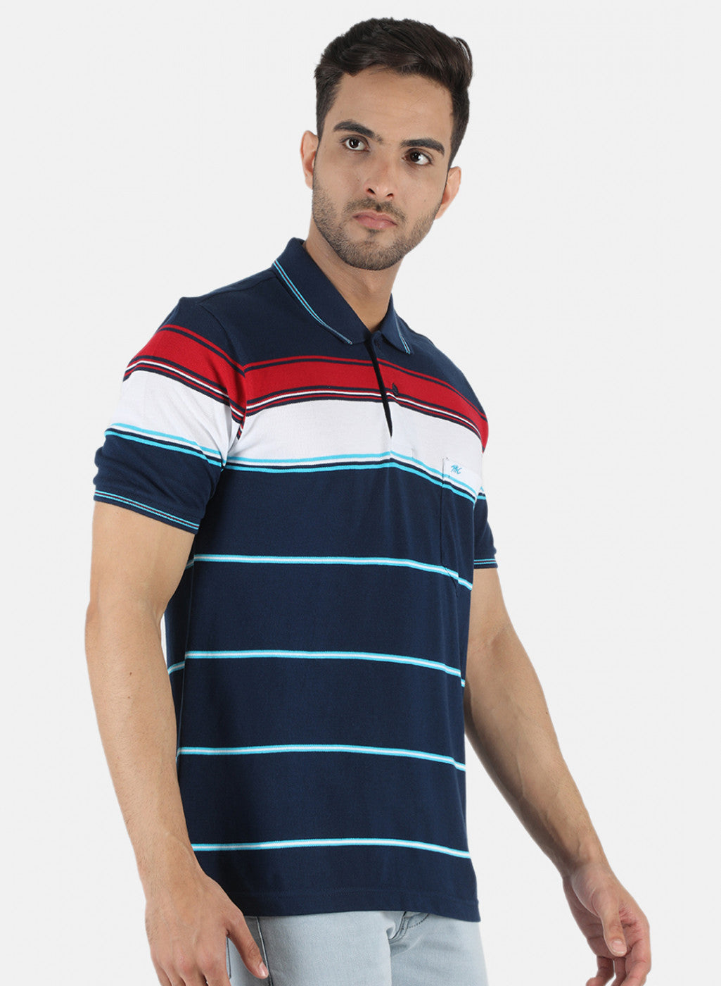 Men NAvy Blue Stripe T-Shirt