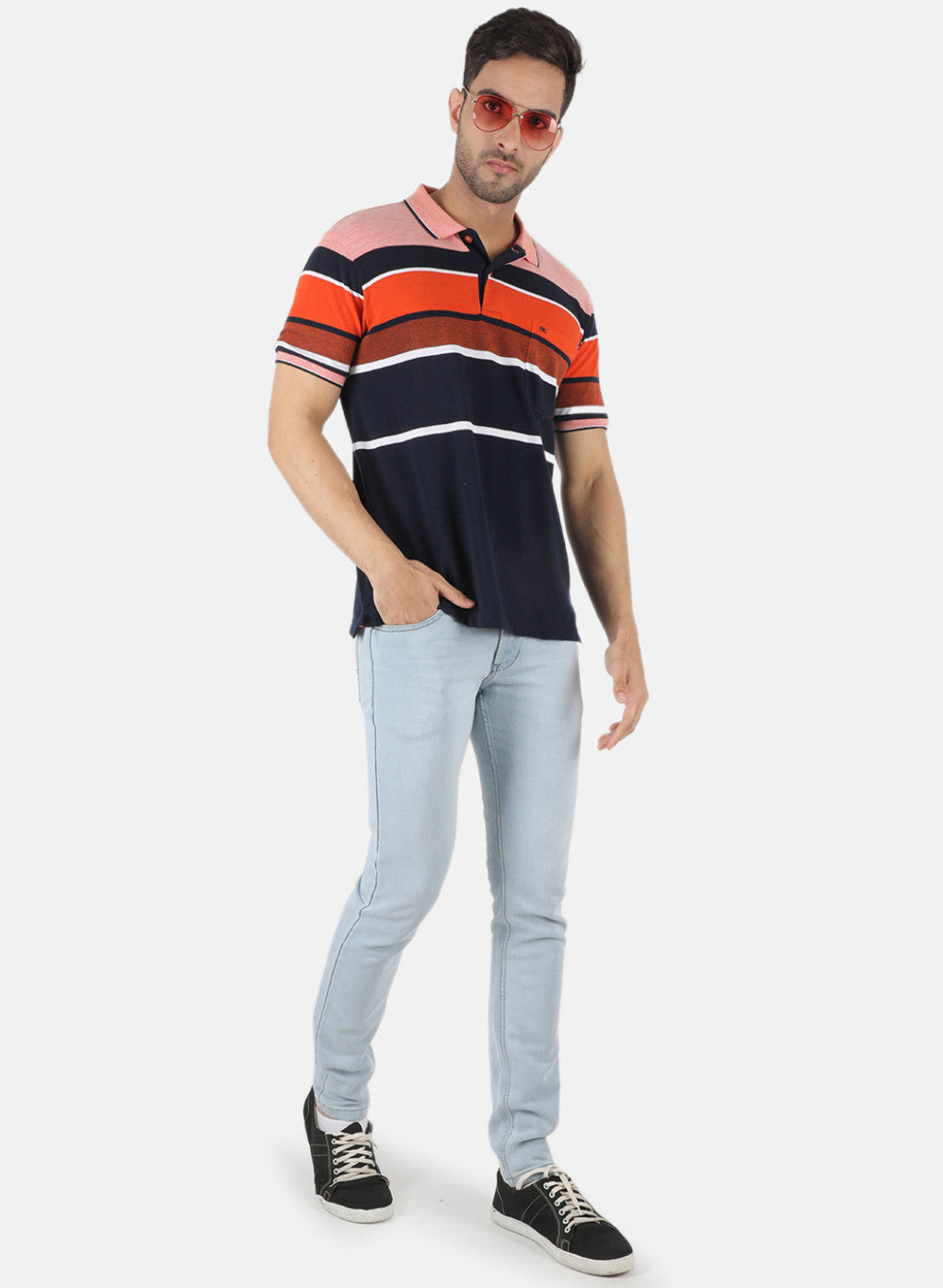 Men Blue Stripe T-Shirt