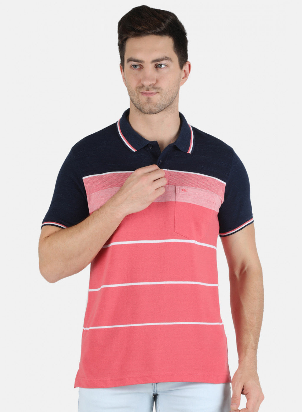 Men NAvy Blue Stripe T-Shirt