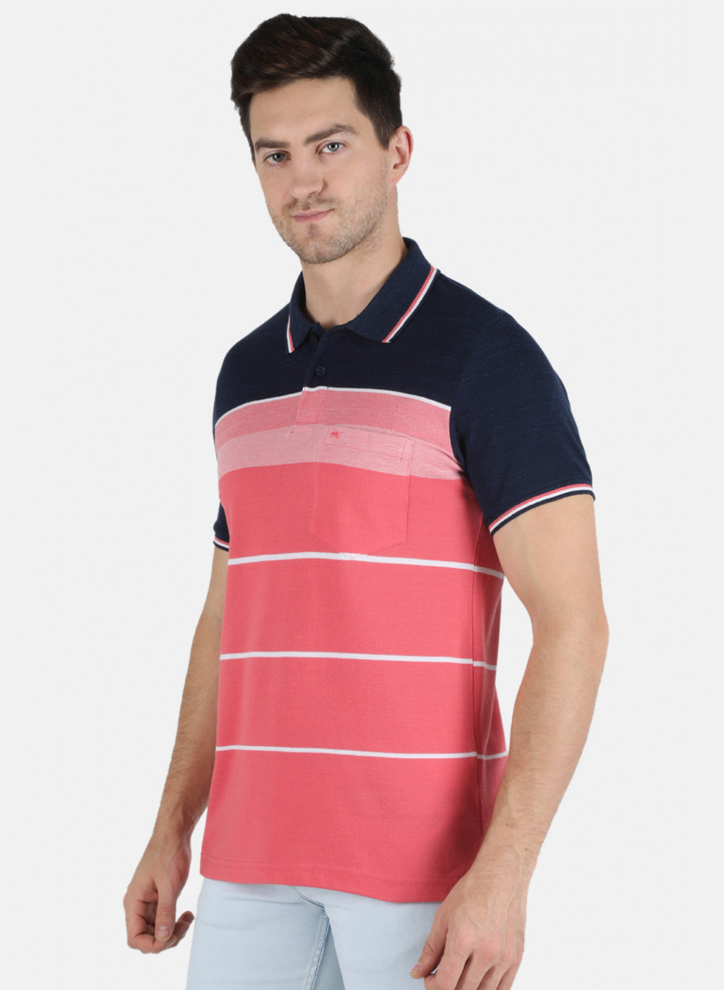 Men NAvy Blue Stripe T-Shirt