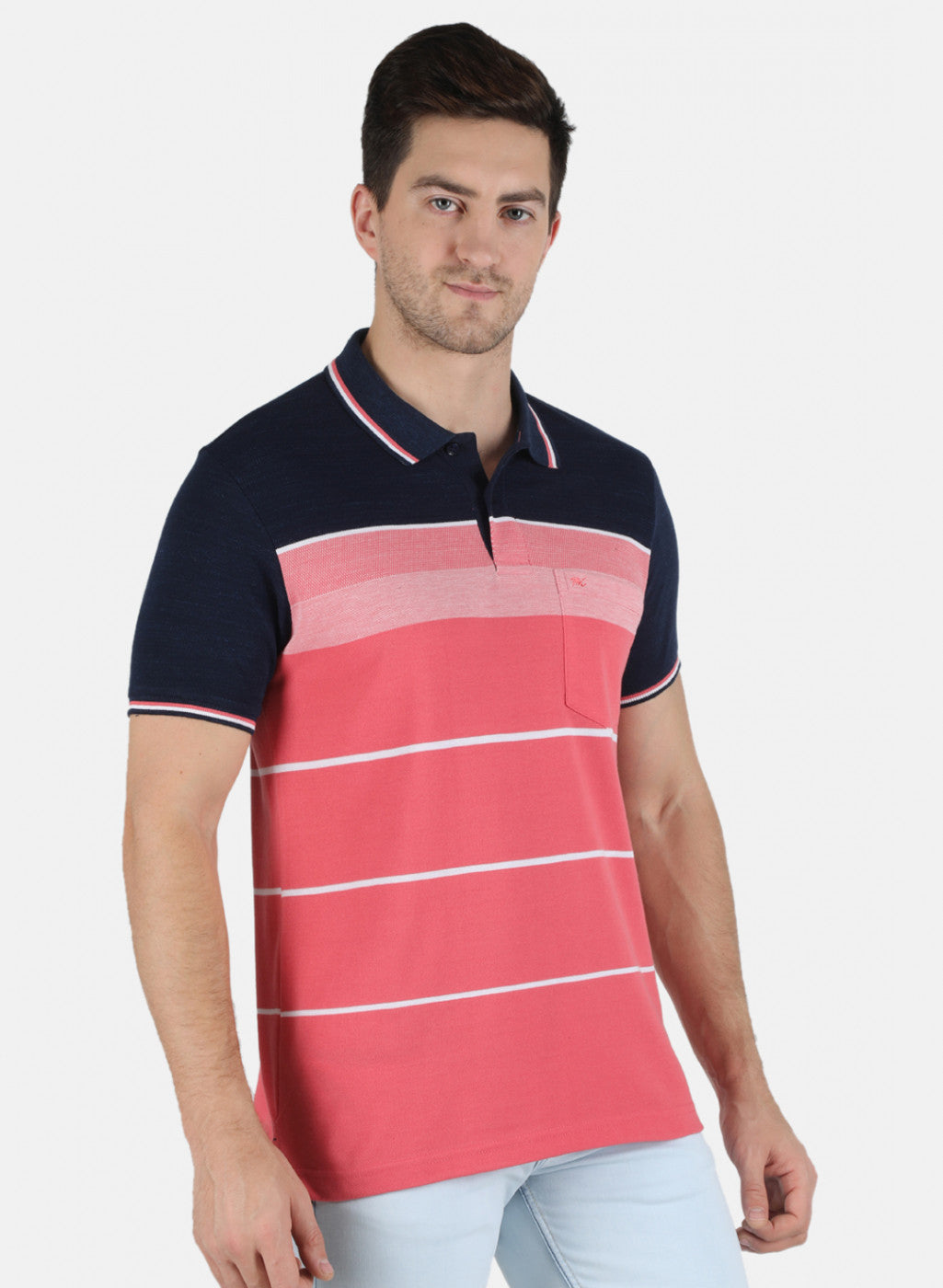 Men NAvy Blue Stripe T-Shirt