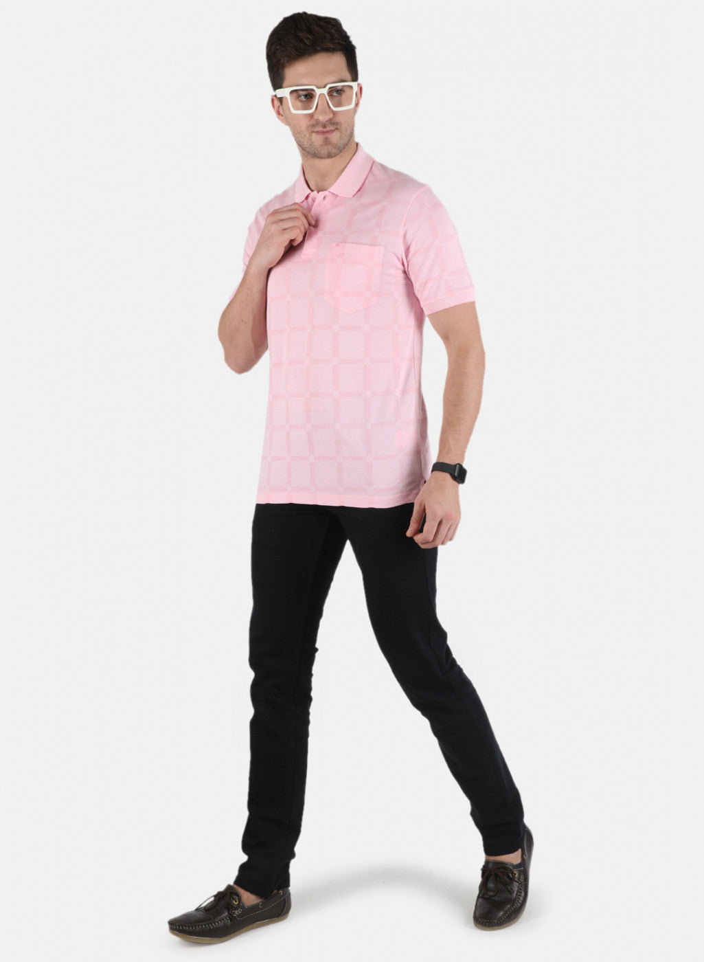 Men Pink Stripe T-Shirt