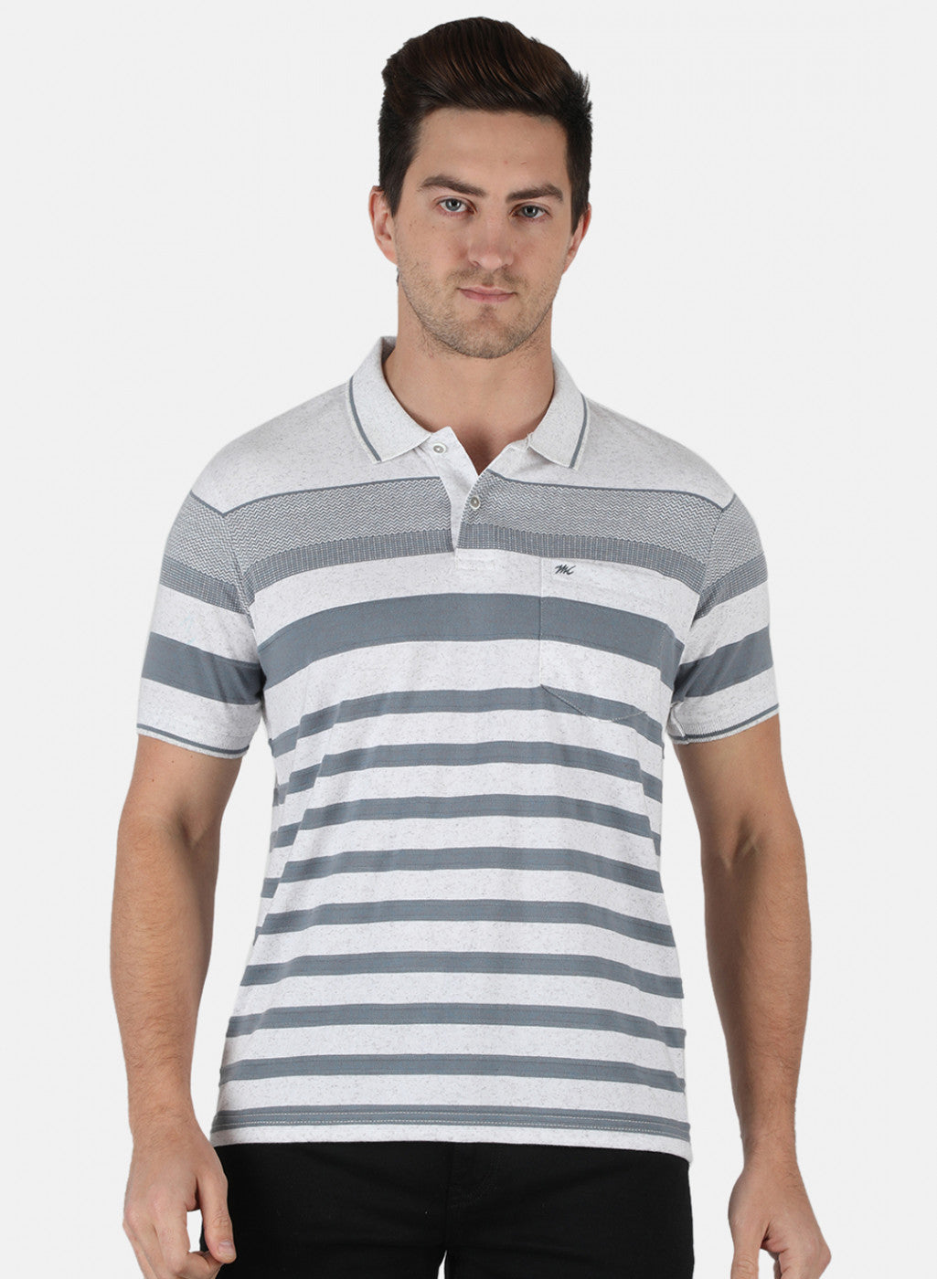 Men Grey Stripe T-Shirt