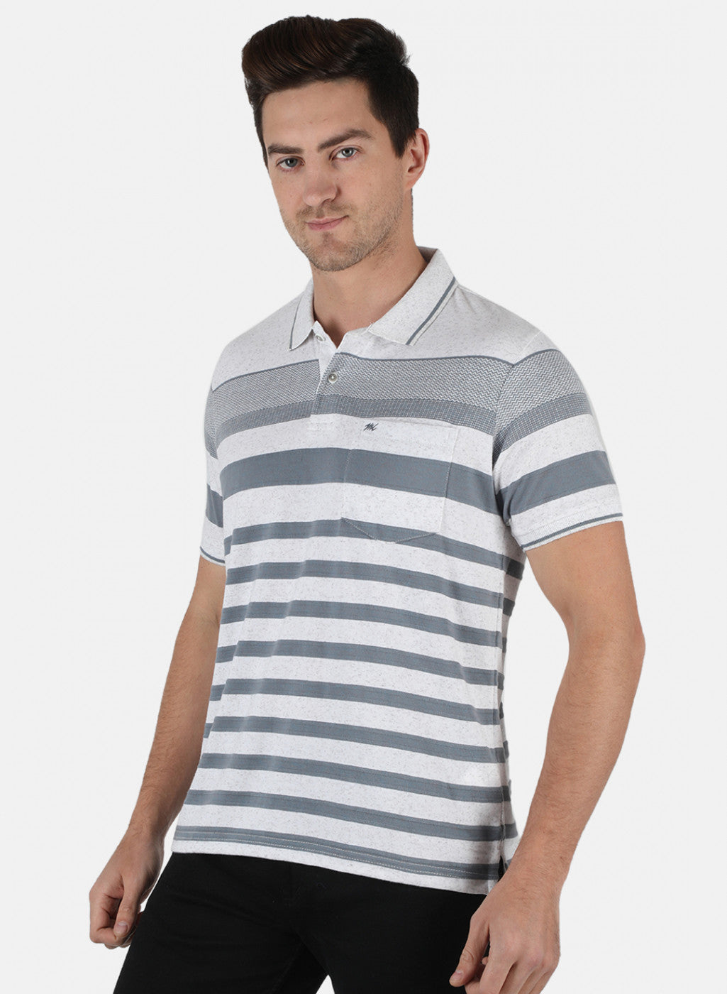 Men Grey Stripe T-Shirt