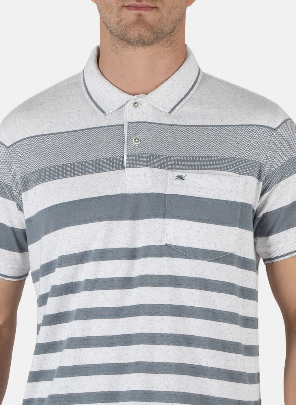 Men Grey Stripe T-Shirt