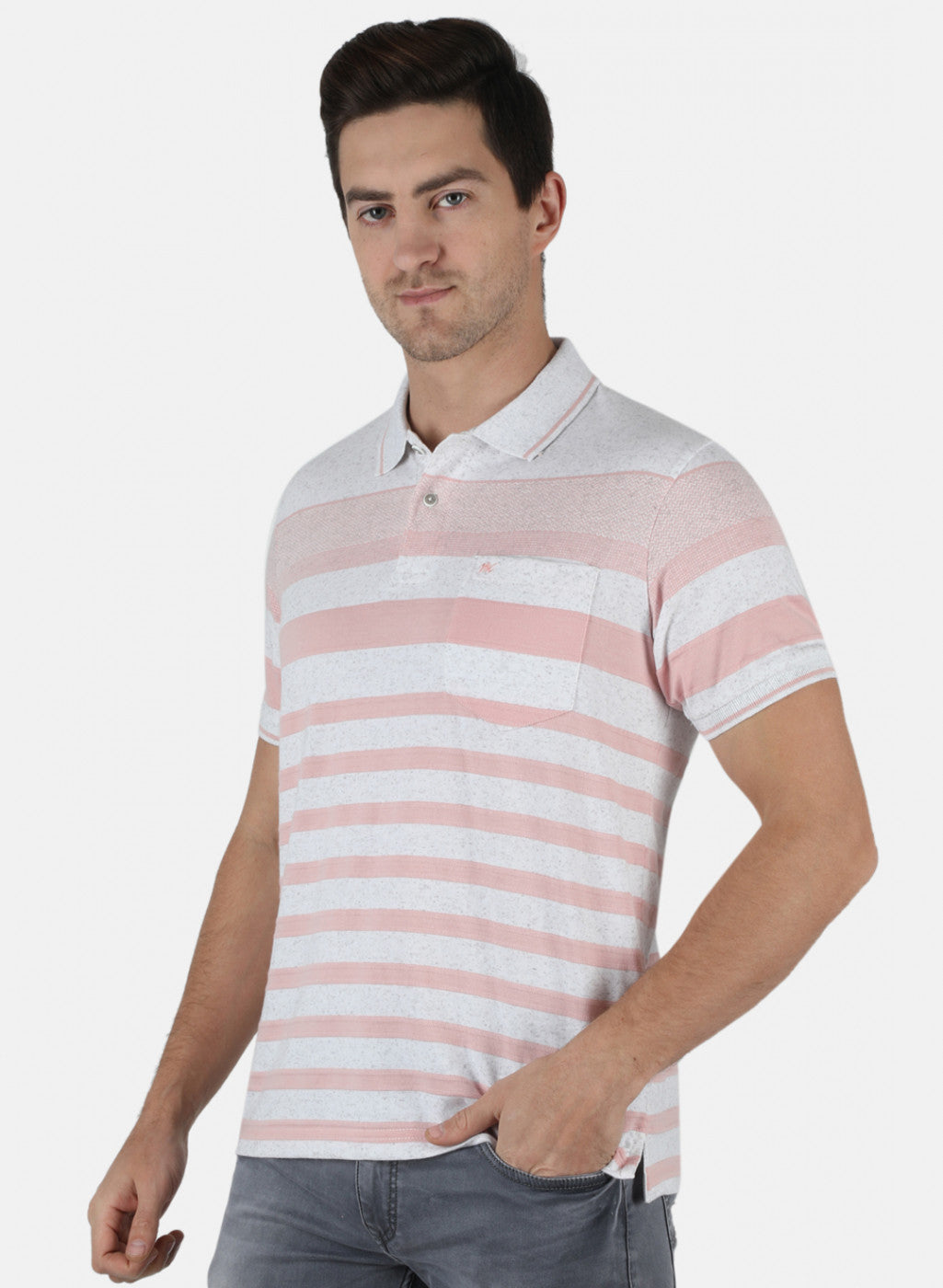 Men Pink Stripe T-Shirt